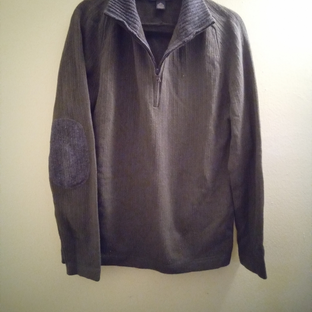 Mens L Banana Republic Green Zip Up Lambswool Cashmere Sweater
